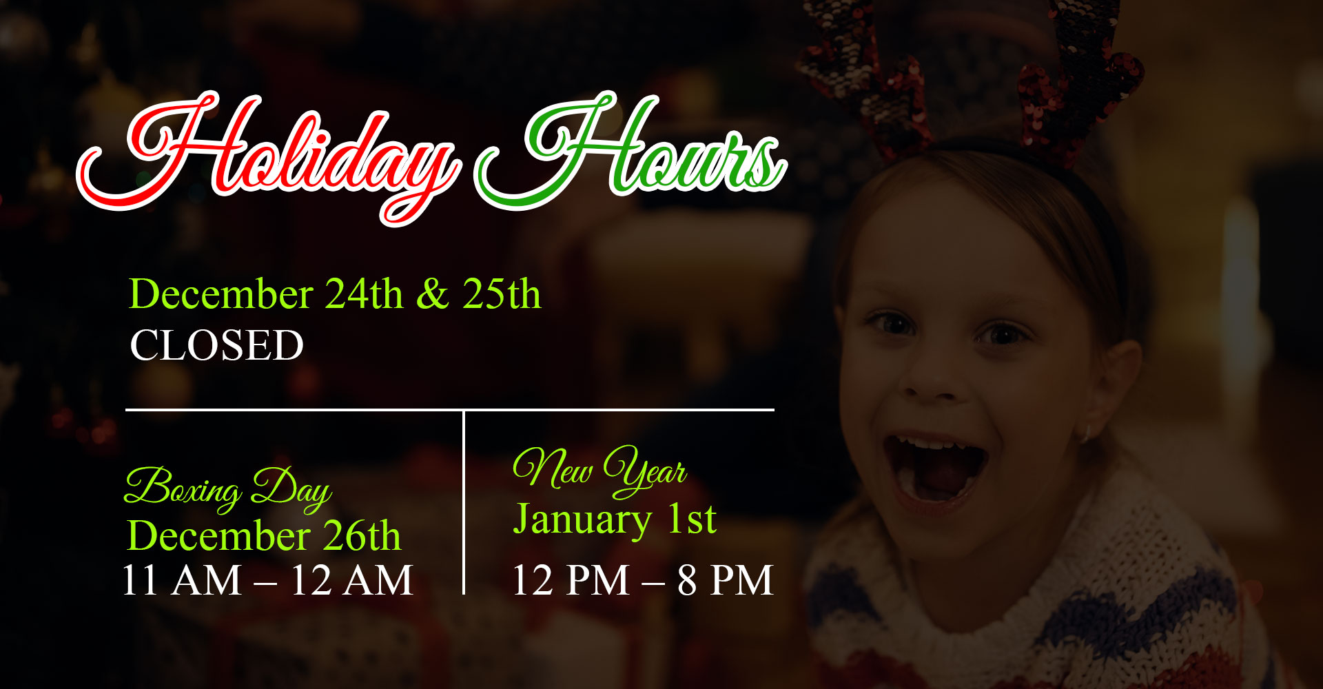 Holiday Hours 2025-2026
